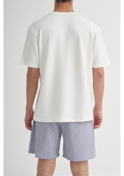 Erkek Cep Detay Çizgili Şortlu Pijama Takımı