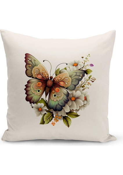 Flower/vintage Serisi Çift Tarafı Dijital Baskılı 4'lü Kırlent Kılıfı Seti (Cushion Cover Set)