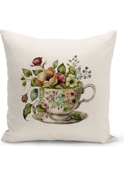 Flower/vintage Serisi Çift Tarafı Dijital Baskılı 4'lü Kırlent Kılıfı Seti (Cushion Cover Set)