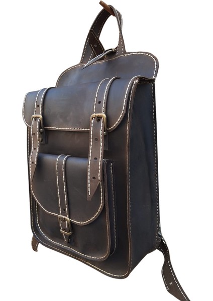 Ares Model Hakiki Crazy Deri El Yapımı Kahverengi Unisex Vintage Sırt Çantası modelleri