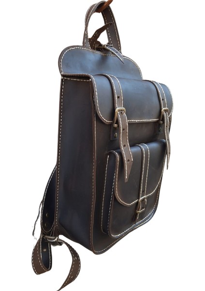 Ares Model Hakiki Crazy Deri El Yapımı Kahverengi Unisex Vintage Sırt Çantası fırsatları