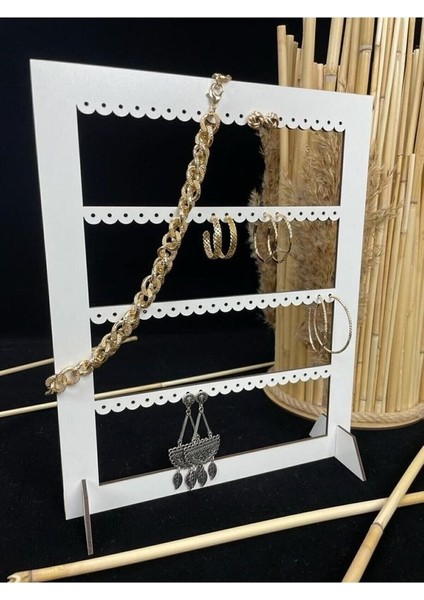 Dekoratif Takı Küpe Standı Dikdörtgen Lazer Kesim, Mdf