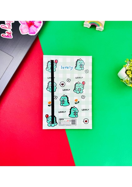 Dino Lovely Kawai Tasarımlı Lastikli Defter