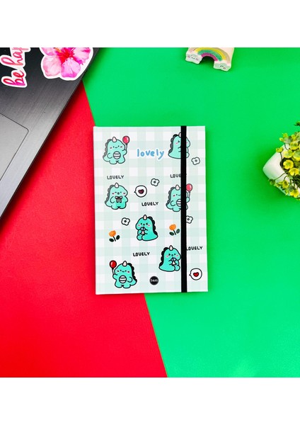 Dino Lovely Kawai Tasarımlı Lastikli Defter