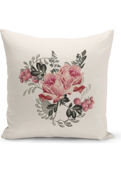 Flower/vintage Serisi Çift Tarafı Dijital Baskılı 4'lü Kırlent Kılıfı Seti (Cushion Cover Set) modelleri