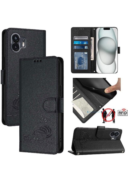 Nothing Telefon 2A Kart Yuvası Tutucu Kickstand Kedi Rfıd Cüzdan Flip (Yurt Dışından)