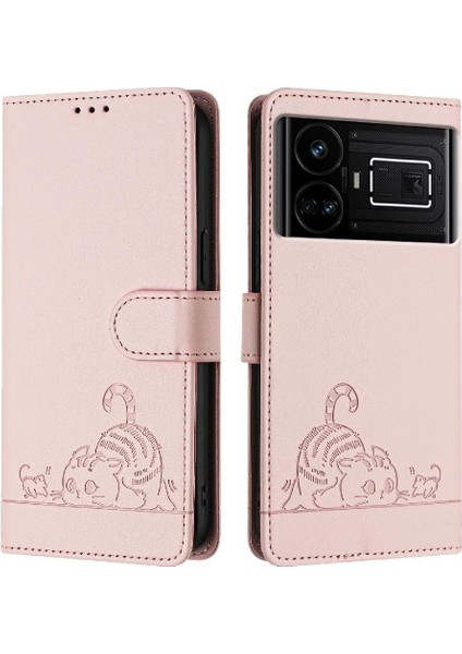 Realme Gt Neo 3 Için Kılıf Cüzdan Kapak Çevirin Kedi Rfıd Kart Yuvası Tutucu (Yurt Dışından)