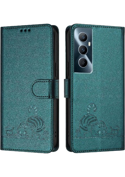 Realme C65 4g Kart Yuvası Tutucu Için Kılıf Kickstand Cüzdan Kapak Çevirin Kedi (Yurt Dışından)