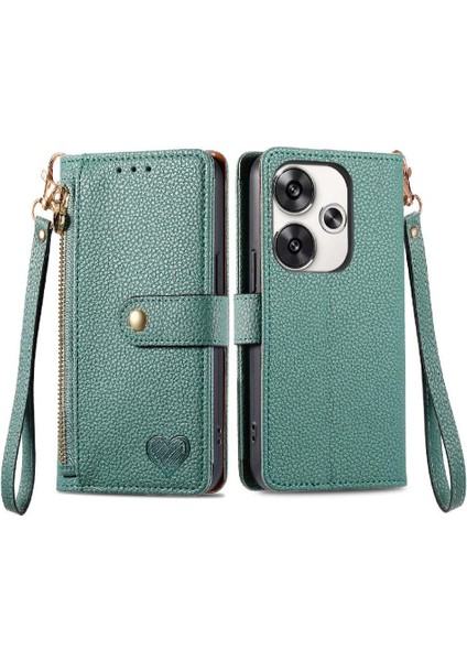 Xiaomi Poco F6 5g Darbeye Fermuar Cüzdan Aşk Deri Için Flip Case (Yurt Dışından)