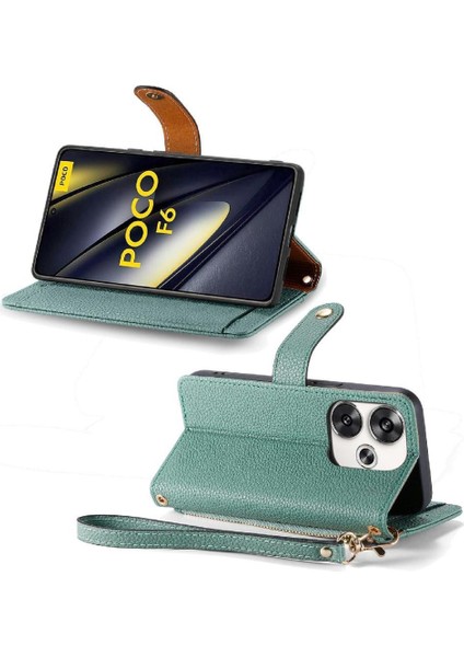 Xiaomi Poco F6 5g Darbeye Fermuar Cüzdan Aşk Deri Için Flip Case (Yurt Dışından)