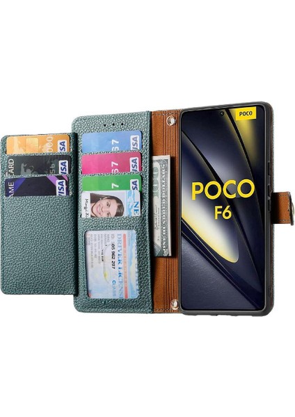 Xiaomi Poco F6 5g Darbeye Fermuar Cüzdan Aşk Deri Için Flip Case (Yurt Dışından)
