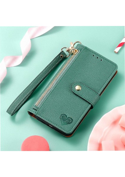 Xiaomi Poco F6 5g Darbeye Fermuar Cüzdan Aşk Deri Için Flip Case (Yurt Dışından)