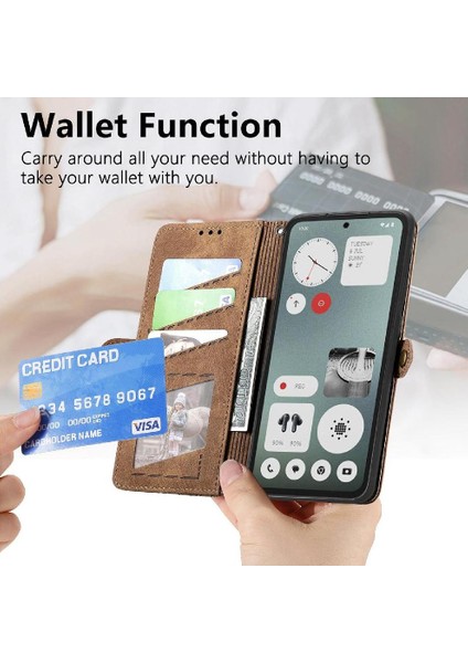 Nothing Flip Case Cmf Telefon 1 Deri Kılıf Kapak Kapak Cüzdan Basit (Yurt Dışından)