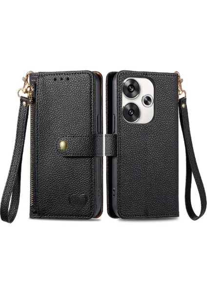 Xiaomi Poco F6 5g Darbeye Fermuar Cüzdan Aşk Deri Için Flip Case (Yurt Dışından)