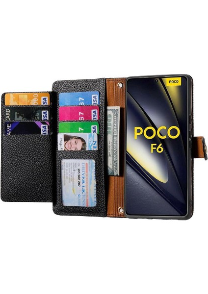 Xiaomi Poco F6 5g Darbeye Fermuar Cüzdan Aşk Deri Için Flip Case (Yurt Dışından)