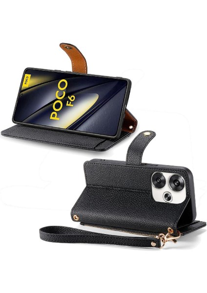 Xiaomi Poco F6 5g Darbeye Fermuar Cüzdan Aşk Deri Için Flip Case (Yurt Dışından)