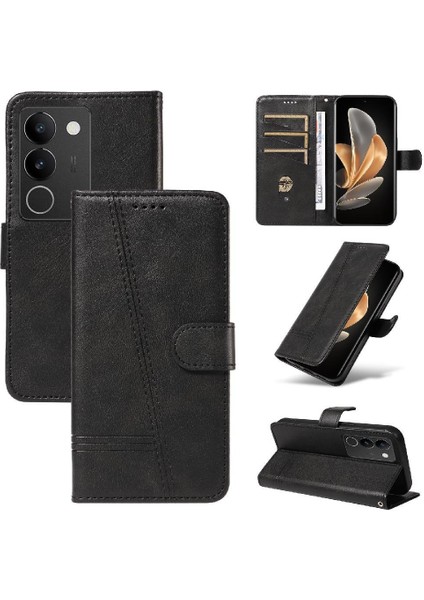 Vıvo V29 5g Için Filp Durumda Ayrılabilir Siyah Bilezik Cüzdan Telefon Kılıfı Pu (Yurt Dışından)