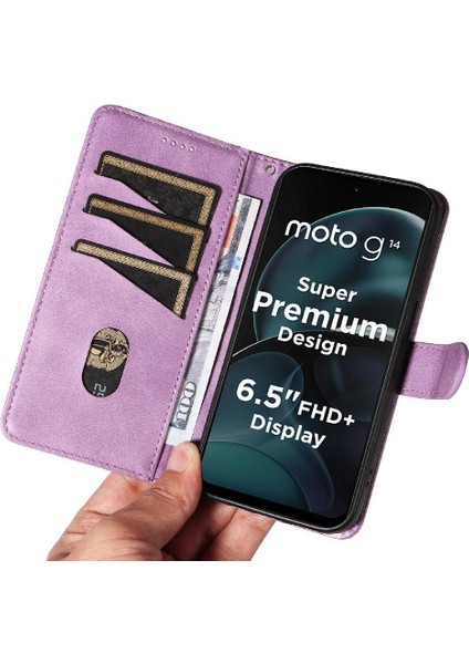 Motorola Moto G14 4g Cüzdan Telefon Kılıfı Için Filp Durumda Ayrılabilir Siyah ile (Yurt Dışından) modelleri