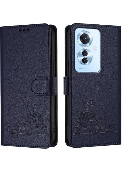 Oppo Için Kılıf Oppo 11F 5g Kedi Rfıd Kart Yuvası Tutucu Kickstand Cüzdan Flip (Yurt Dışından)