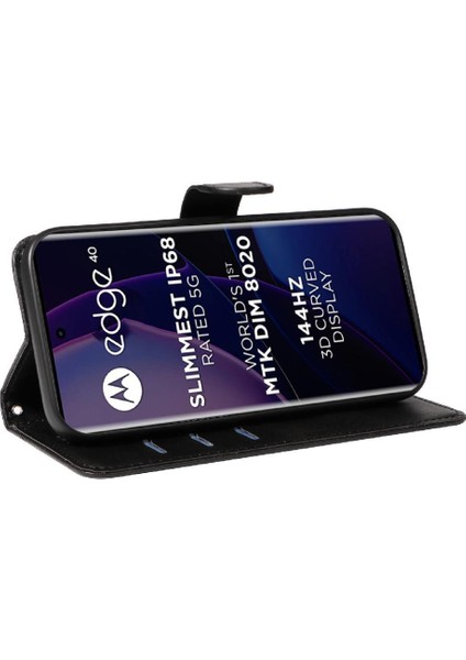 Motorola Edge 40 5g Için Kredi Kartı Yuvası ile Preslenmiş Pu Deri Filp Durumda (Yurt Dışından) fiyatları