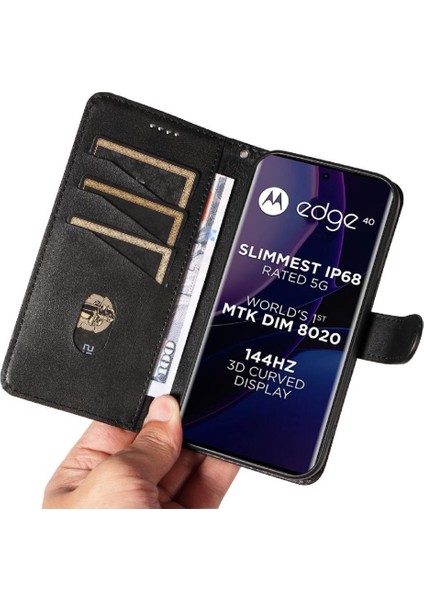 Motorola Edge 40 5g Için Kredi Kartı Yuvası ile Preslenmiş Pu Deri Filp Durumda (Yurt Dışından) modelleri
