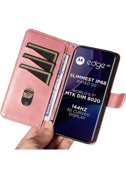 Motorola Edge 40 5g Için Kredi Kartı Yuvası ile Preslenmiş Pu Deri Filp Durumda (Yurt Dışından) fiyatları
