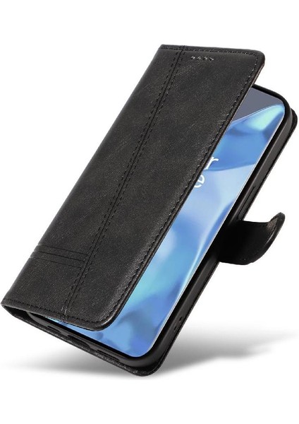 Oneplus 9 Pro Için Filp Durumda Preslenmiş Pu Deri Ayrılabilir Siyah Bilezik (Yurt Dışından)