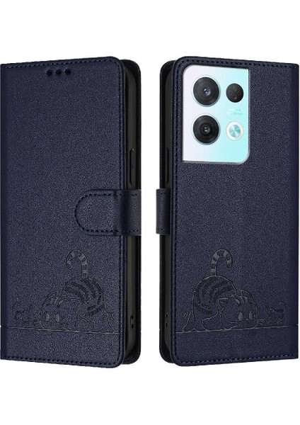 Oppo Oppo 8 Pro 5g Için Kılıf Cüzdan Kapak Çevirin Kedi Rfıd Kart Yuvası Tutucu (Yurt Dışından)