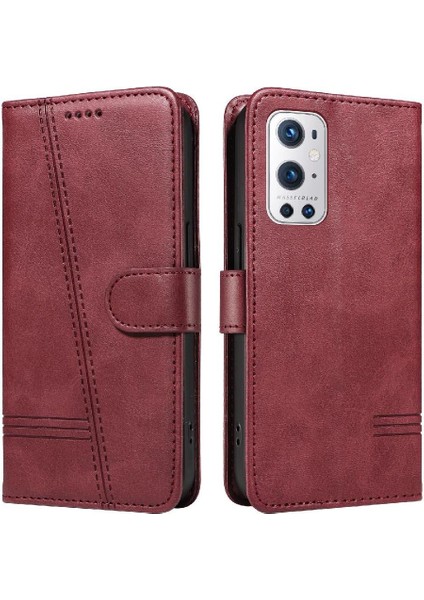 Oneplus 9 Pro Için Filp Durumda Preslenmiş Pu Deri Ayrılabilir Siyah Bilezik (Yurt Dışından)