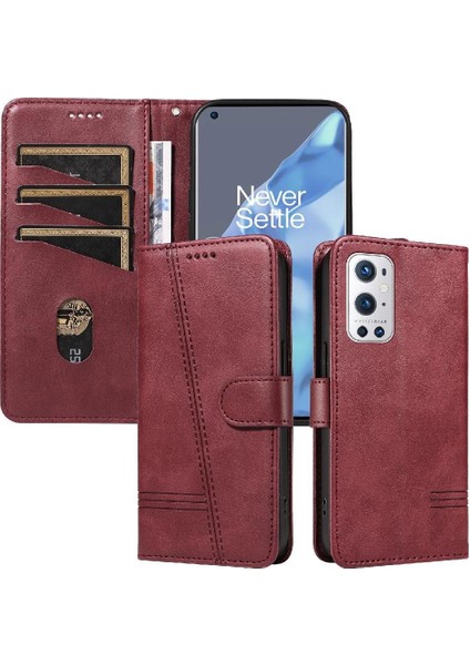 Oneplus 9 Pro Için Filp Durumda Preslenmiş Pu Deri Ayrılabilir Siyah Bilezik (Yurt Dışından)