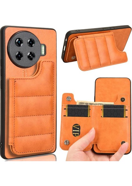 Tecno Spark Için Cüzdan Durumda 20 Pro Artı Kart Çanta Kart Yuvası Vegan Pu Cüzdan (Yurt Dışından)