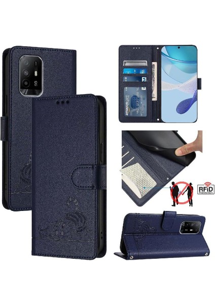 Oppo Için Kılıf A74 4G/A95 4g Cüzdan Kapak Çevirin Kedi Rfıd Kart Yuvası Tutucu (Yurt Dışından) indirimleri