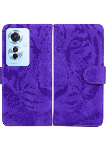 Oppo Oppo 11F 5g Için Flip Case Deri Cüzdan Kabartmalı Sevimli Kaplan (Yurt Dışından)