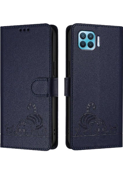 Oppo A93 Için Kılıf 2020 4G/F17 Pro Cüzdan Kapak Çevirin Kedi Rfıd Kart Yuvası (Yurt Dışından)