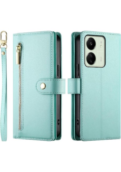 Xiaomi Poco M6 Için Flip Case Standı Cüzdan Çok Fonksiyonlu Crossbody Kayış (Yurt Dışından)