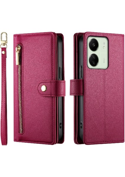 Xiaomi Redmi Için Flip Case 13C Çok Fonksiyonlu Standı Cüzdan Crossbody (Yurt Dışından)