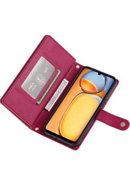 Xiaomi Redmi Için Flip Case 13C Çok Fonksiyonlu Standı Cüzdan Crossbody (Yurt Dışından)