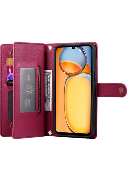 Xiaomi Redmi Için Flip Case 13C Çok Fonksiyonlu Standı Cüzdan Crossbody (Yurt Dışından)