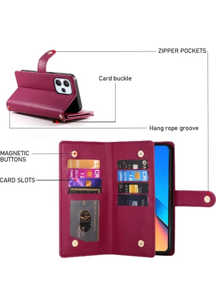 Xiaomi Redmi Için Flip Case 12 4g/5g Iş Cüzdan Çok Fonksiyonlu Standı (Yurt Dışından)