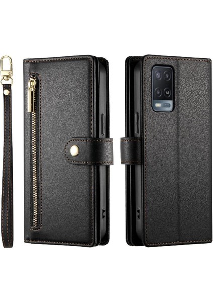 Oppo A54 4g Için Flip CASE/A54S Crossbody Kayış Iş Çok Fonksiyonlu (Yurt Dışından)