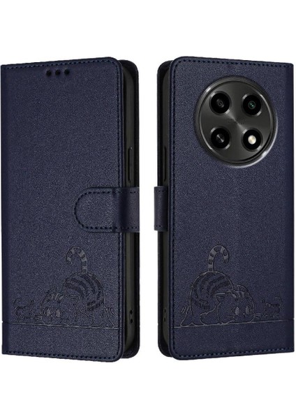 Oppo A3 Pro 5g/a2 Pro 5g Kedi Rfıd Cüzdan Kapak Çevirin Kart Yuvası (Yurt Dışından)