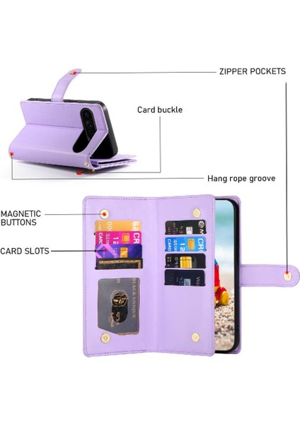 Google Piksel 9 Pro Xl Cüzdan Iş Standı Için Flip Case Crossbody Kayış (Yurt Dışından)