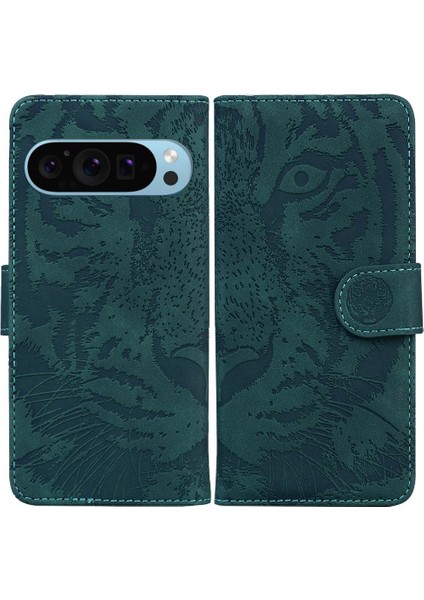 Google Piksel 9 Kickstand Koruyucu Kabartmalı Sevimli Kaplan Için Flip Case (Yurt Dışından)