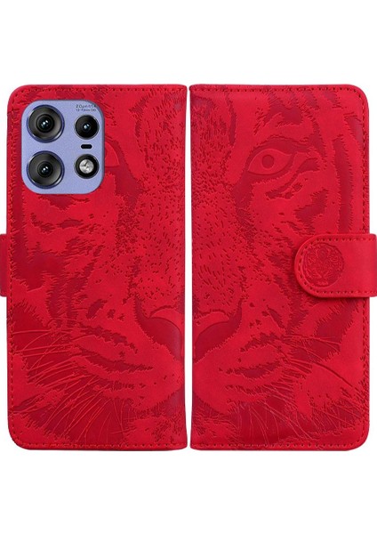 Motorola Moto Kenar 50 Pro Için Flip Case Kabartmalı Sevimli Kaplan Deri Cüzdan (Yurt Dışından)