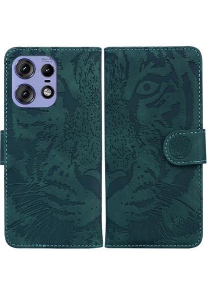 Motorola Moto Kenar 50 Pro Için Flip Case Kabartmalı Sevimli Kaplan Deri Cüzdan (Yurt Dışından)