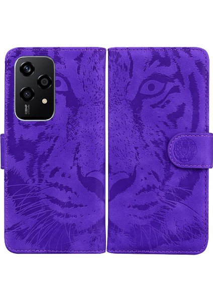 Onur Için Flip Case 200 Lite Deri Cüzdan Kabartmalı Sevimli Kaplan Kickstand (Yurt Dışından)