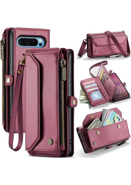 Google Piksel 9 Pro Xl Için Crossbody Durumda Rfıd Engelleme Durumda Cüzdan Fermuar (Yurt Dışından)