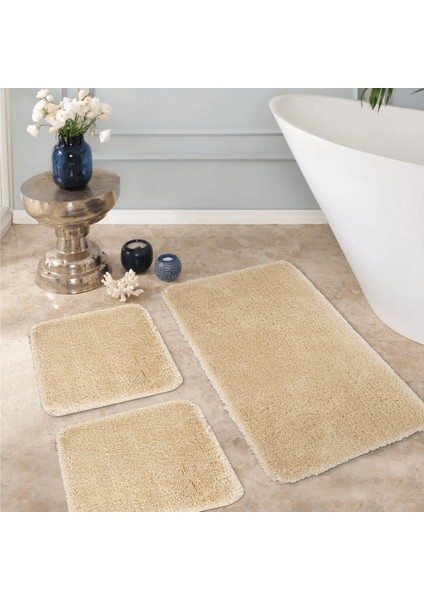 Sheepline Doğal Kaymaz Taban 3'lü Banyo Paspası 1 Adet: 60X100 2 Adet: 50X60 cm