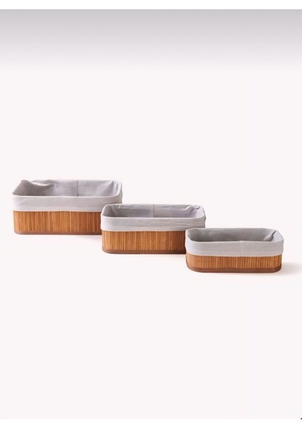 Bambu Naturel 3'lü Düzenleyici Organizer Sepet Seti / Banyo,makyaj Düzenleyici fiyatları