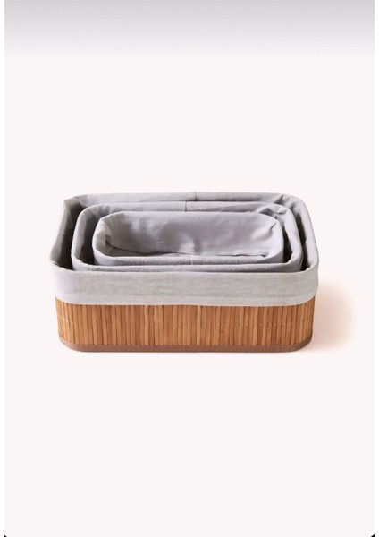 Bambu Naturel 3'lü Düzenleyici Organizer Sepet Seti / Banyo,makyaj Düzenleyici modelleri